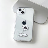 ホワイト - ミスユーサムキャット カップル フォンケース