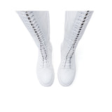 Platform Lace-Up Long Boots(White)