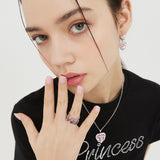 プリンセスハートキュービックジルコニアリングピアス