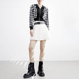 Monet Hound Checked Fur Jacket