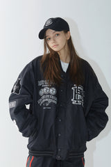 ロゴパッチバーシティジャケット/BSR2223FWJK020 DFR LOGO PATCH VARSITY JACKET BLACK
