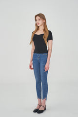 スパンデックススリットヘムスキニージーンズ/SPANDEX SLIT HEM SKINNY JEAN [6878]