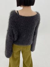 チャコールププVネックニット/Charcoal Pupu V-neck Knit