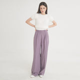 ツータックボタンワイドウールパンツ / Two-Tuck Button Wide Wool Pants (Violet)