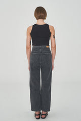 ボタンドストレートデニムジーンズ / BUTTONED STRAIGHT BLACK GRAY DENIM JEAN [6879]