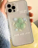 ホープアンドラブスリーリーフクローバーフォーンケース / Hope and love three-leaf clover phone case