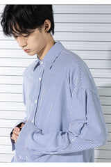 ストライプインバーテッドプリーツシャツ / STRIPE INVERTED PLEATS SHIRTS