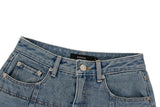 (Recycled) Distressed Denim Layered Wide Pants _ Blue