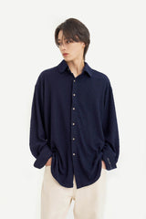ツイステッドカラーカーディガンシャツ/Twisted collar cardigan shirt S111 Cosmos Navy