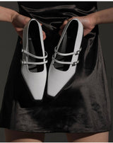 Ore two strap buckle loafer white