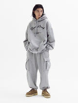 Balloon over cargo fleece jogger pants Melange Gray