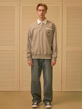 OLYMPIAD COLLAR SWEATSHIRT (GREY) (6675322437750)