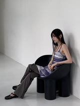 ブルーシービンテージグラディエントパターンフレアノースリーブミニワンピース / Blue Sea Vintage Gradient Pattern Flare Sleeveless Mini Dress