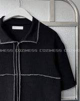 DL ステッチVネックカラーニットウェア / DL Stitch V-Neck Collar Knitwear (2 colors)