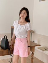 Crop Banding Short Sleeve Blouse (2color)