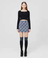 スクエアネックロングスリーブクロップトップ/SQUARE NECK LONG SLEEVE CROP TOP _ BLACK