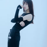 カットアウトウォーマートップ/0 5 cut out warmer top - BLACK