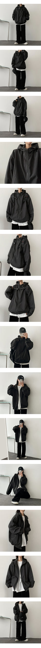 [Set-up possible!] Liza solid high neck windbreaker hoodie