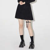 Haley Ribbon Knit Skirt [BLACK] (6638400438390)