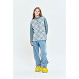COLORING CHECK PATTERN SWEATSHIRT [MINT]