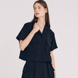 クロップツーポケットシャツ / CROP TWO POCKET SHIRT(BLACK)