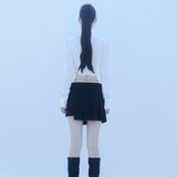 ネクタイチェーンクロップシャツ/0 1 necktie chain crop shirt - WHITE