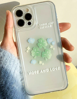 ホープアンドラブスリーリーフクローバーフォーンケース / Hope and love three-leaf clover phone case