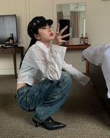 Lace crop shirts