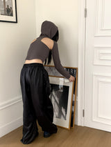 Tissue Coated Parachute Two Way Jogger Wide Pants