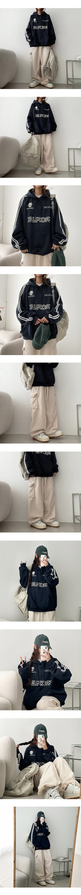 [Fleece] レックスラインカラーボクシーフーディ