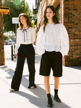 レースリンクルパフブラウス / Lace Wrinkle Puff Blouse (2colors)