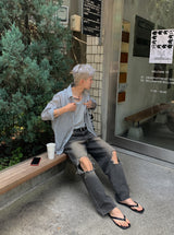 スモールチェックリネンオーバーシャツ (4 color)