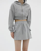ジュリクロップフードジップアップ / Juri Crop Hood Zip-up (3color)