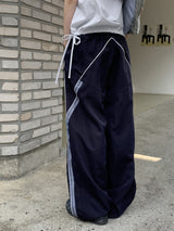 ナイロン配色ロングワイドスパントレーニングパンツ/marinet nylon coloring long wide spandex training pants