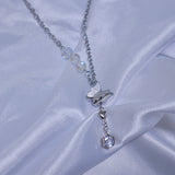 Butterfly Holographic Gemstone Heart Necklace