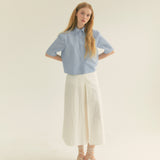 コットンプリーツAラインスカート / Cotton Pleats A-Line Long Skirt (Ivory)