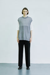 グラデーションパンチングニットベスト/gradation punching knit vest grey