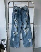 ダメージワイドパンツ / SK Damage Wide Pants (2 colors)