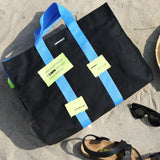 コットン 2WAY キャンバスバッグ / COTTON 2WAY CANVAS BAG-BLACK+SKY