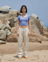スクエアネック リベッドニット クロップトップ / SQUARE NECK RIBBED KNIT CROP TOP VERY PERI
