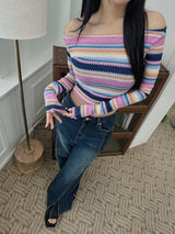 レインボーストライプトップ / rainbow stripe top