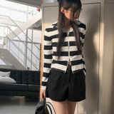 Halin striped two-way slim hoodie long-sleeved zip-up