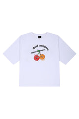 チェリーオーバーフィットTシャツ/white cherry overfit t-shirts