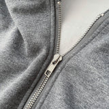 Black brushed pearl hooded zip-up