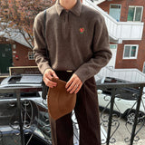 ASCLO Classic Embroidery Half Zip Up Knit (4color)