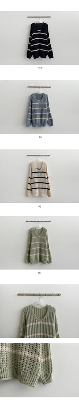Pitobodle Tom Stripe V-knitwear