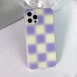 チェックブラーイェローパープルフォーンケース / Check Blur yellowpurple Phone Case