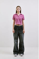 テリー Vネック カラー クロップ T /  CHARMS TERRY V-NECK COLLAR CROP T PK