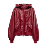 [PREMIUM/MADE] Nut leather label crop hooded jumper