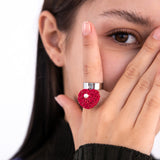 Chubby heart pendant surgical open ring (red)チャビーハートペンダントサージカルオープンリング/